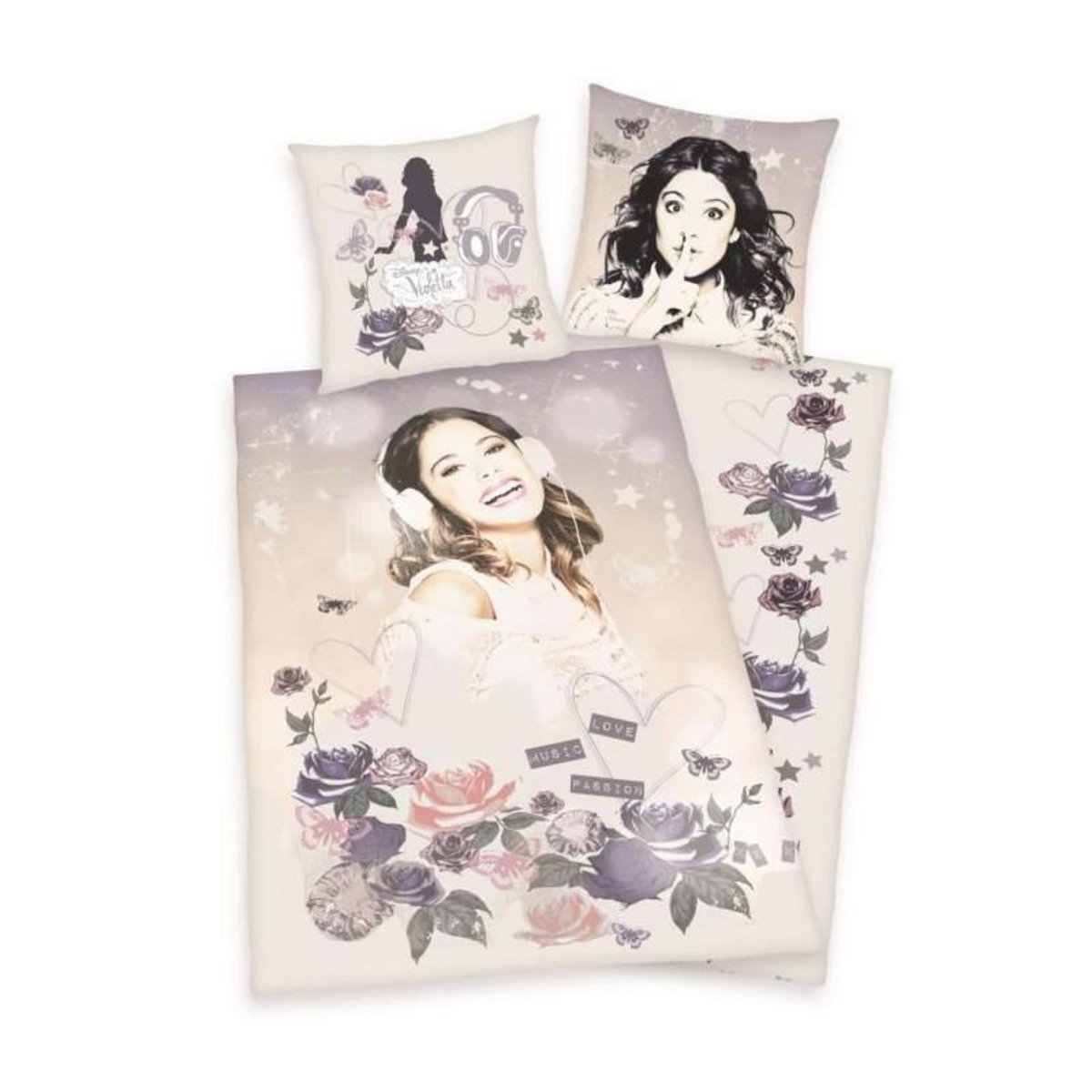 GENERIQUE VIOLETTA Parure de couette enfant 100% coton - 1 housse de couette 140x200cm + 1 taie 65x65cm