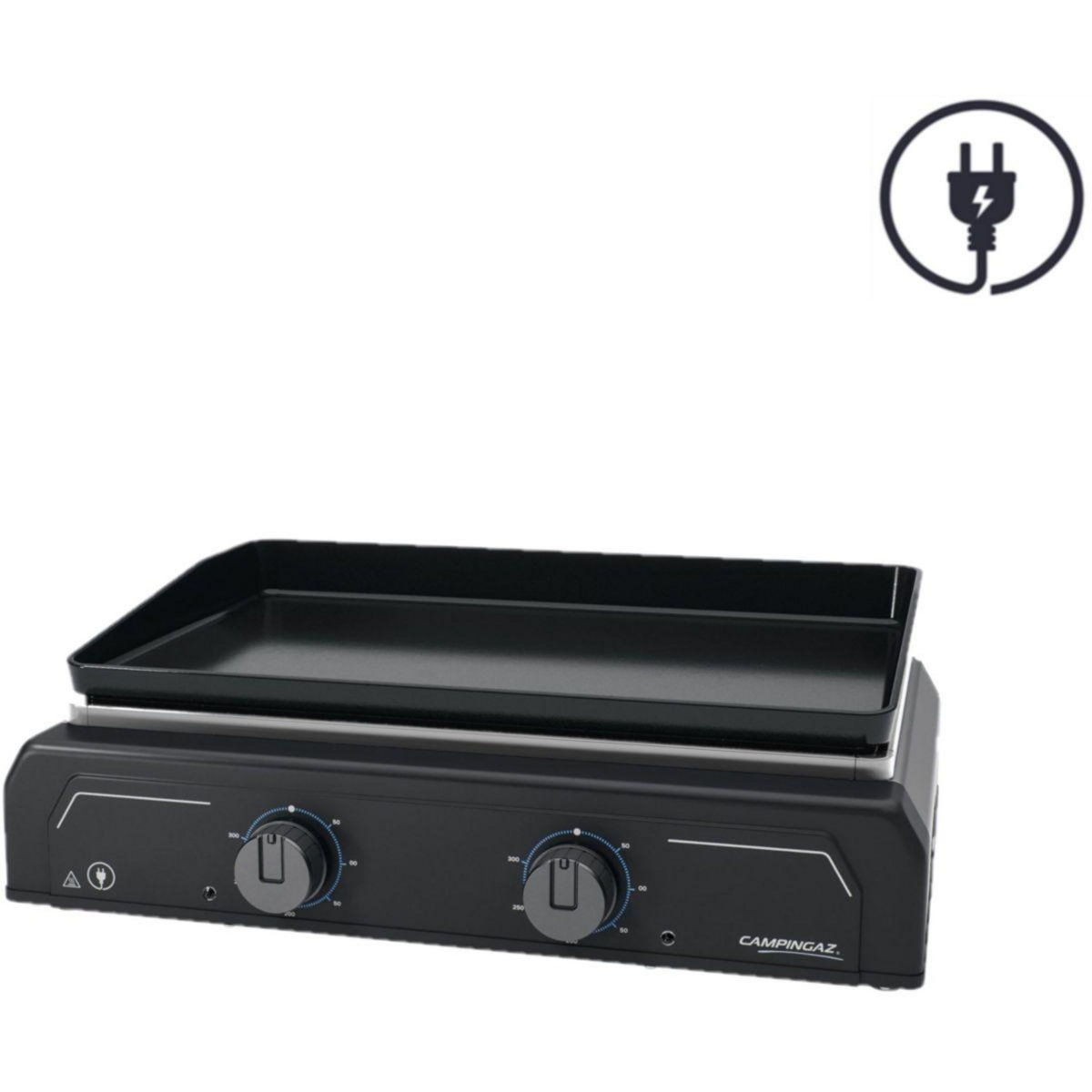 CAMPINGAZ Plancha électrique 2 XD Fonte emaille 2 brûleurs à poser, 60x40 cm