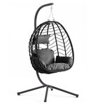 CONCEPT USINE Fauteuil suspendu en résine effet rotin noir LIMA