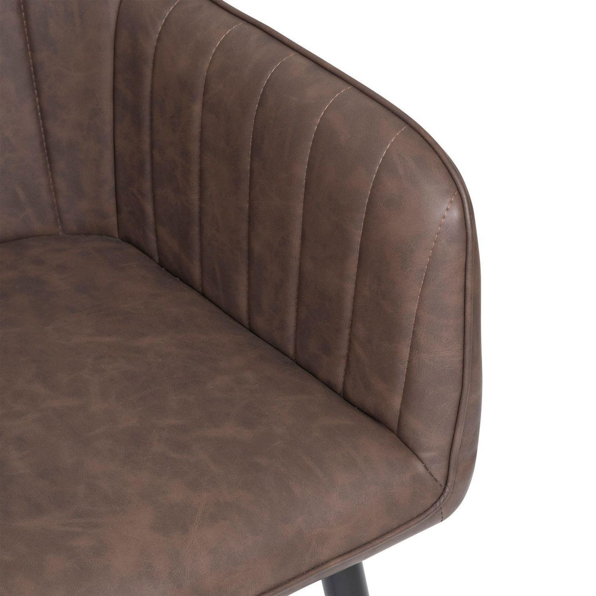ATMOSPHERA Lot de 2 fauteuils à diner effet cuir VISOCA - Marron