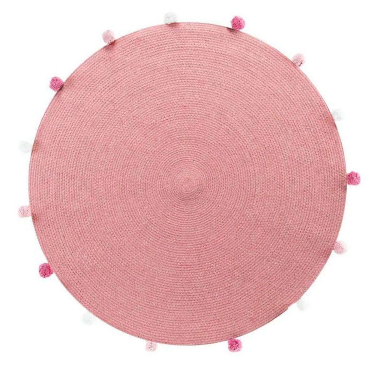 Paris Prix Tapis Rond Enfant  Pompomparty  90cm Rose Dragée