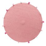 Paris Prix Tapis Rond Enfant  Pompomparty  90cm Rose Dragée