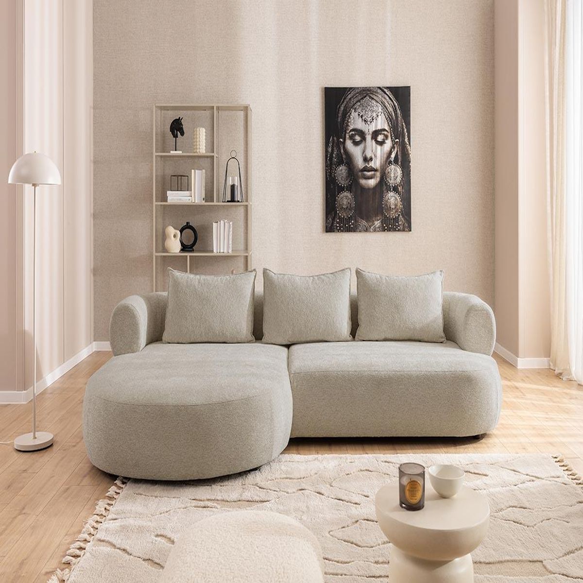 LISA DESIGN Angela - canapé d'angle gauche 4 places en velours texturé