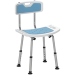 HOMCOM Chaise de douche siège de douche ergonomique hauteur réglable pieds antidérapants charge max. 136 Kg alu HDPE bleu