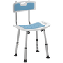Voir la diapositive 1 : HOMCOM Chaise de douche siège de douche ergonomique hauteur réglable pieds antidérapants charge max. 136 Kg alu HDPE bleu
