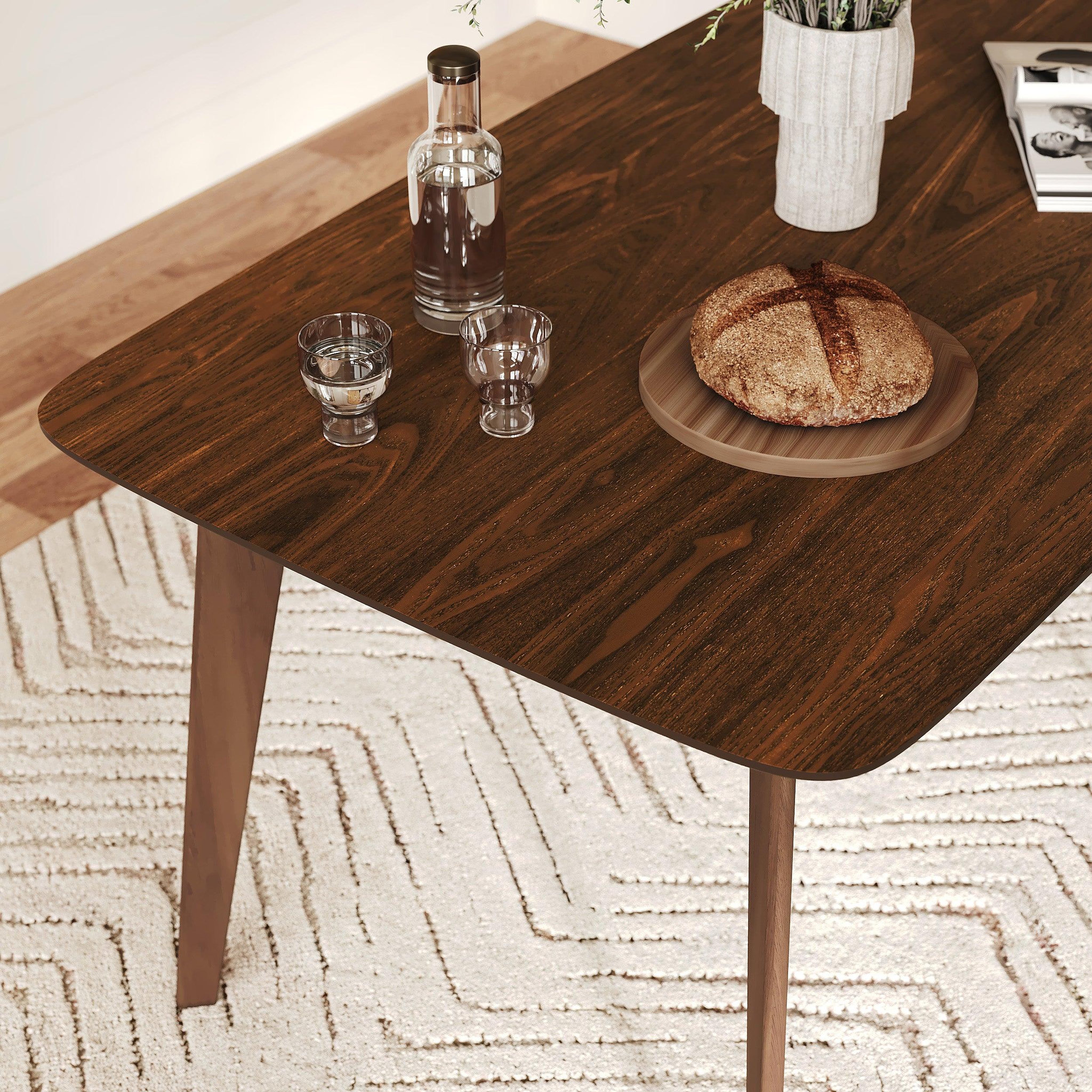 Voir la diapositive 6 : MAISON PAVANE Table rectangulaire 4/6 personnes extensible en bois foncé 150/180 cm-oman