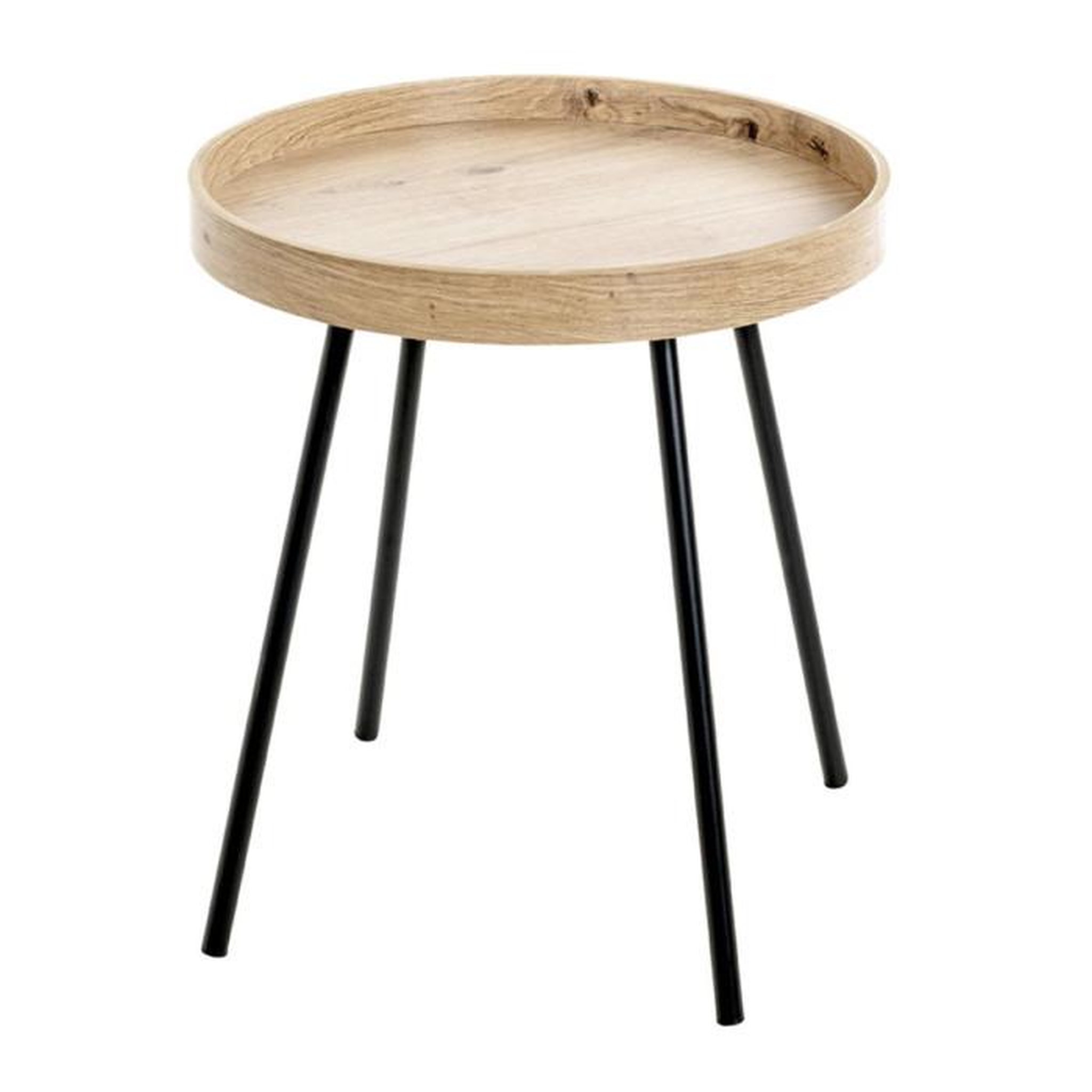 Paris Prix Table d'Appoint avec Rebord  Miranda  45cm Chêne & Noir