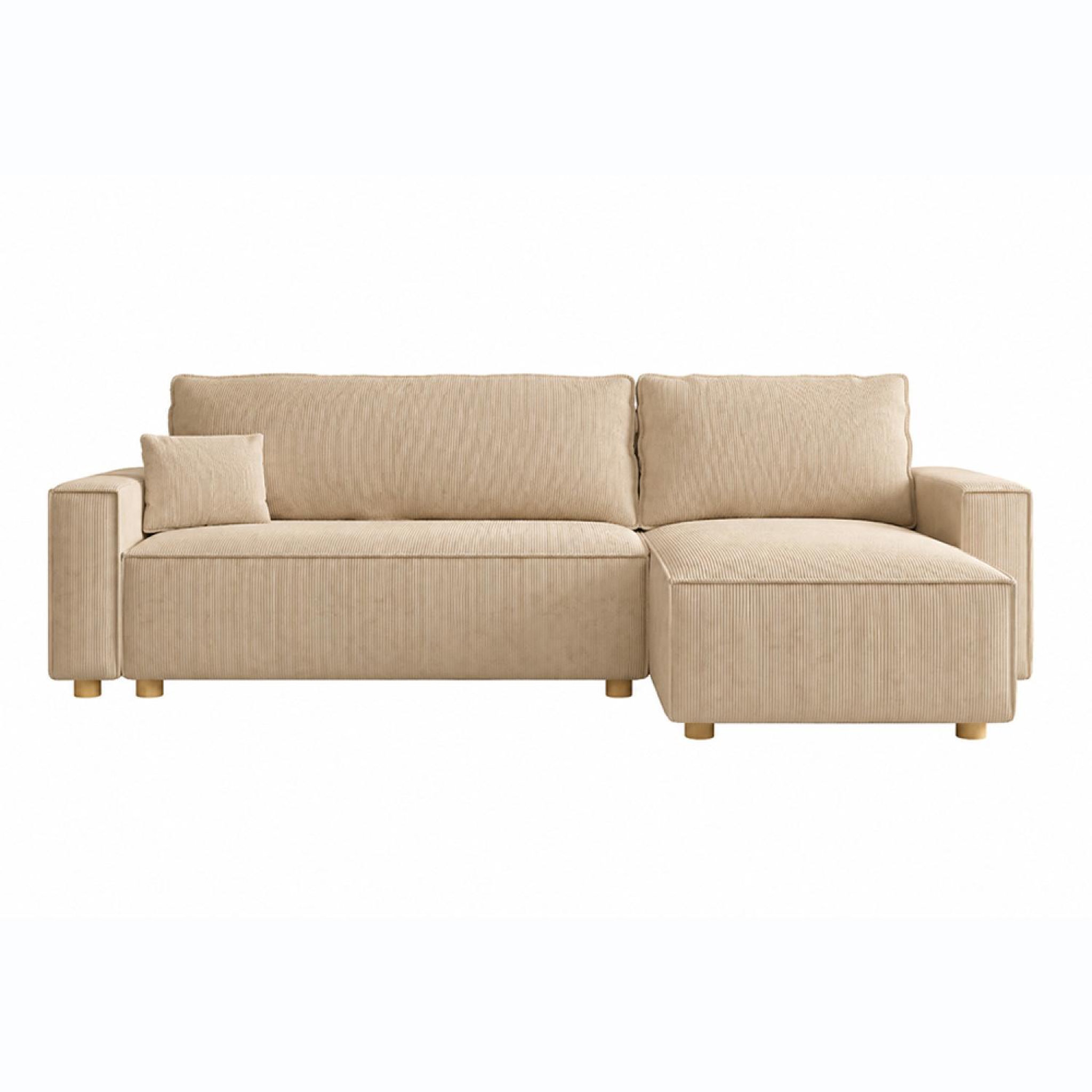 CONCEPT USINE Canapé convertible d'angle réversible 4 places velours côtelé beige cosy