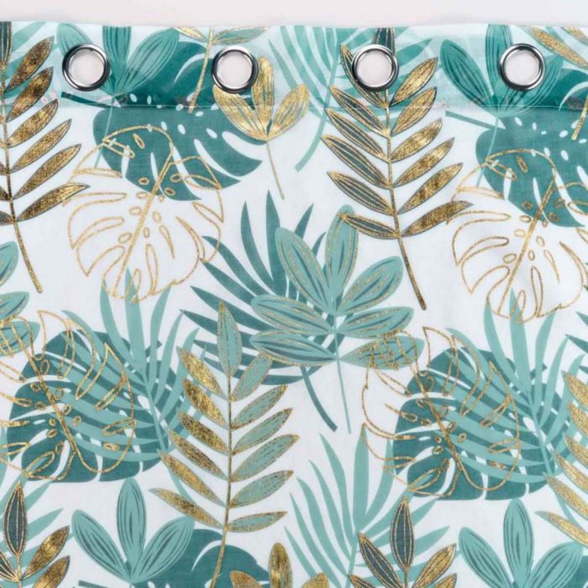 Paris Prix Rideau Voilage à Œillets  Ornella  140x240cm Blanc & Émeraude