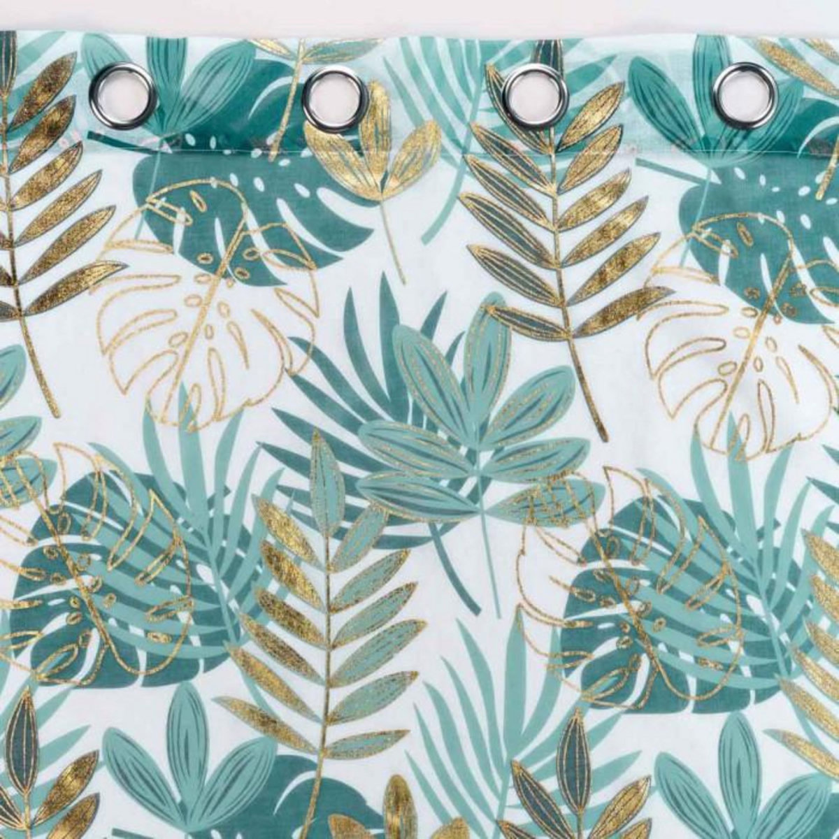 Paris Prix Rideau Voilage à Œillets  Ornella  140x240cm Blanc & Émeraude