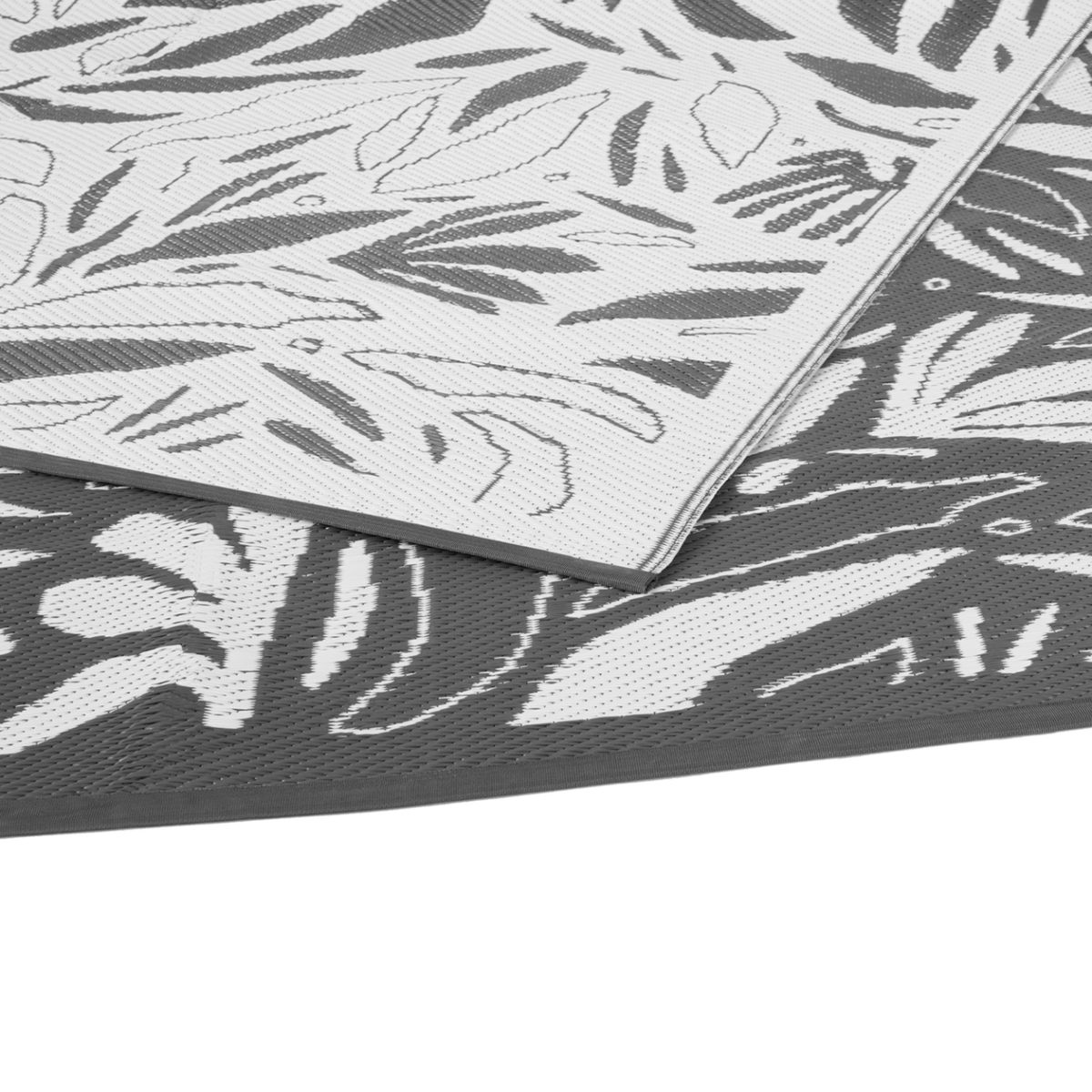 ID MARKET Tapis extérieur FLOWER gris et blanc 180 x 280 CM