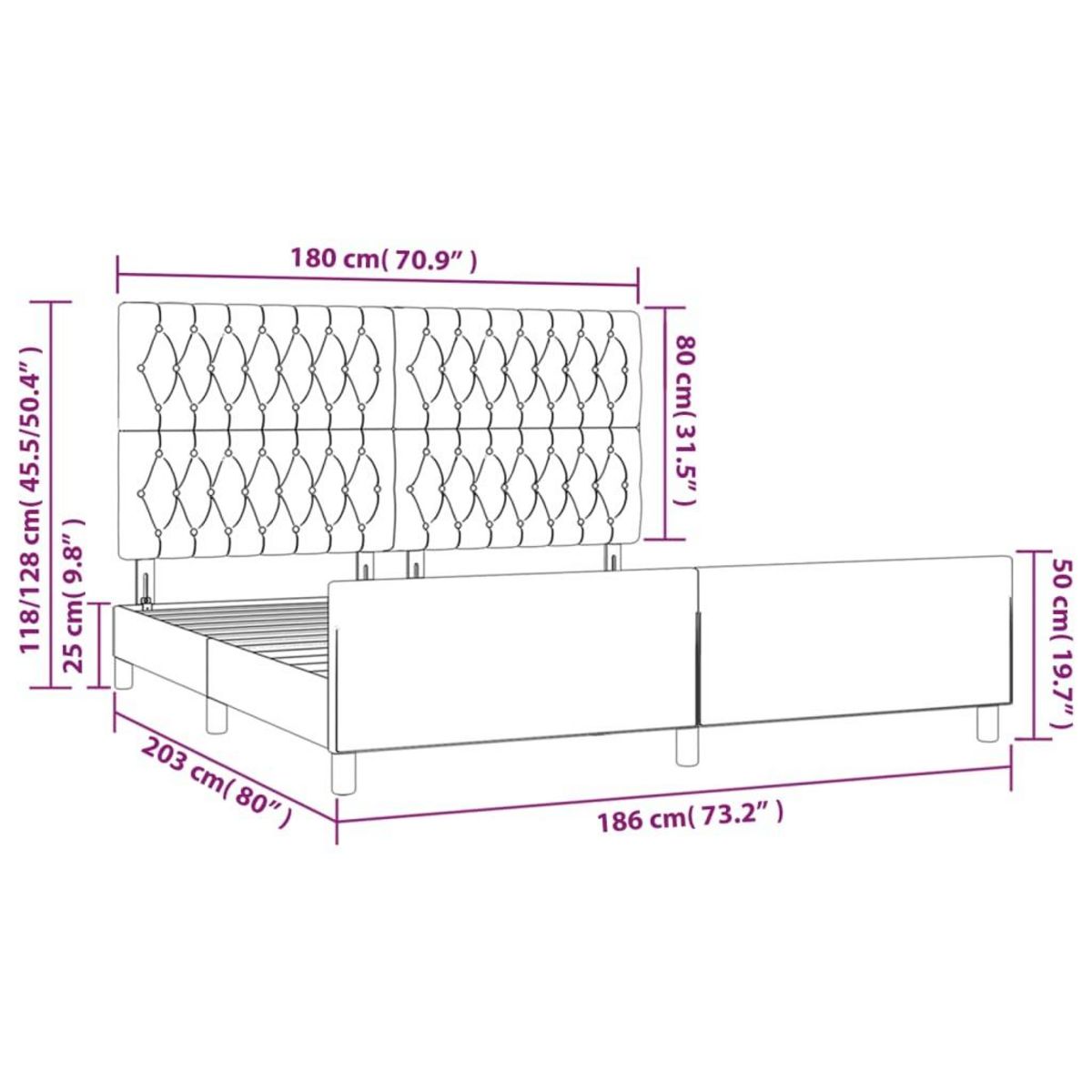 VIDAXL Cadre de lit sans matelas gris clair 180x200 cm tissu