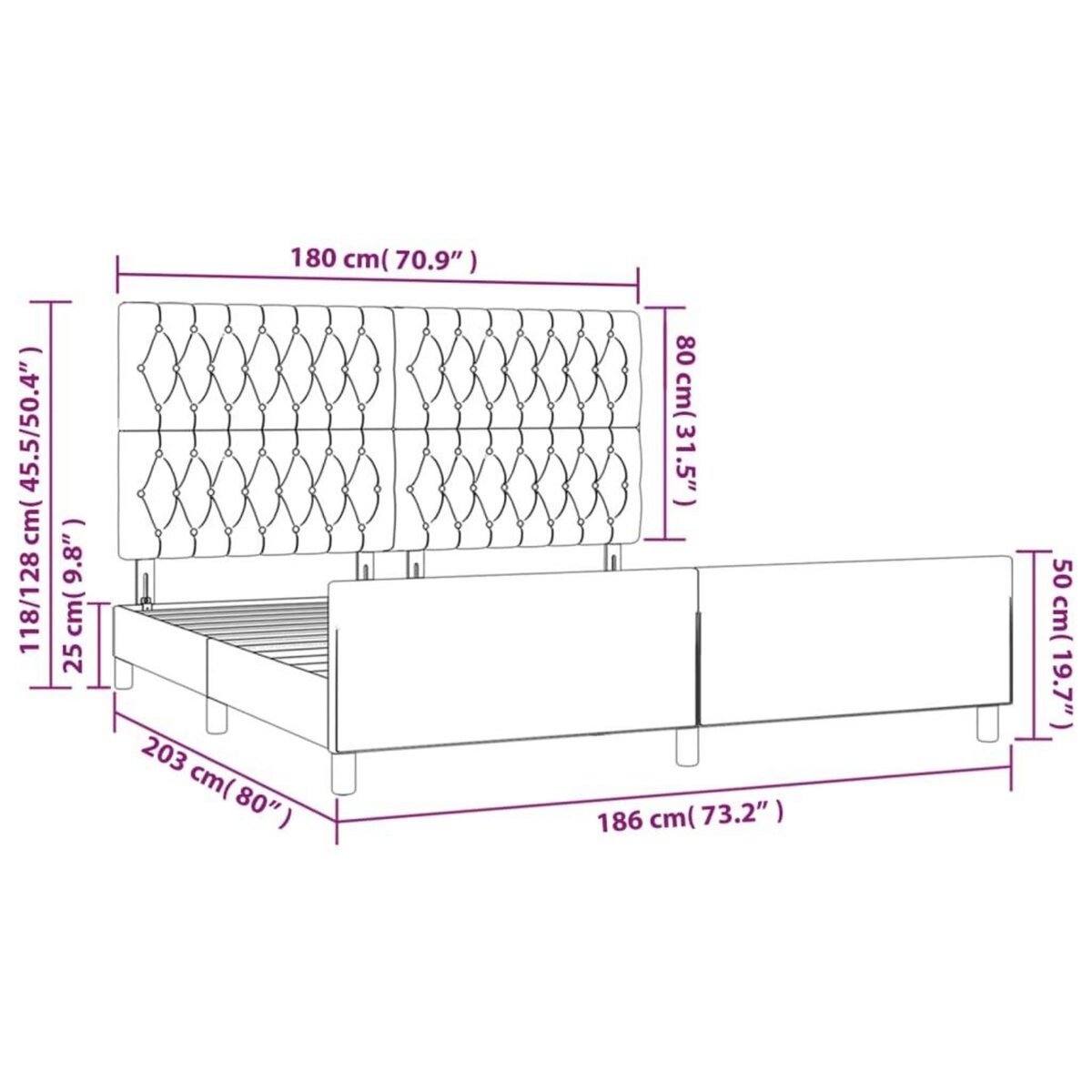 VIDAXL Cadre de lit sans matelas gris clair 180x200 cm tissu