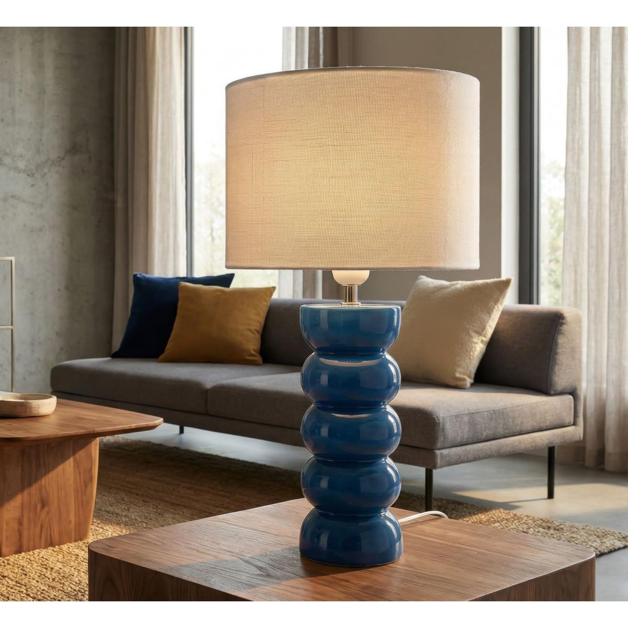 Voir la diapositive 5 : Paris Prix Lampe à Poser en Céramique  Torr  46cm Bleu