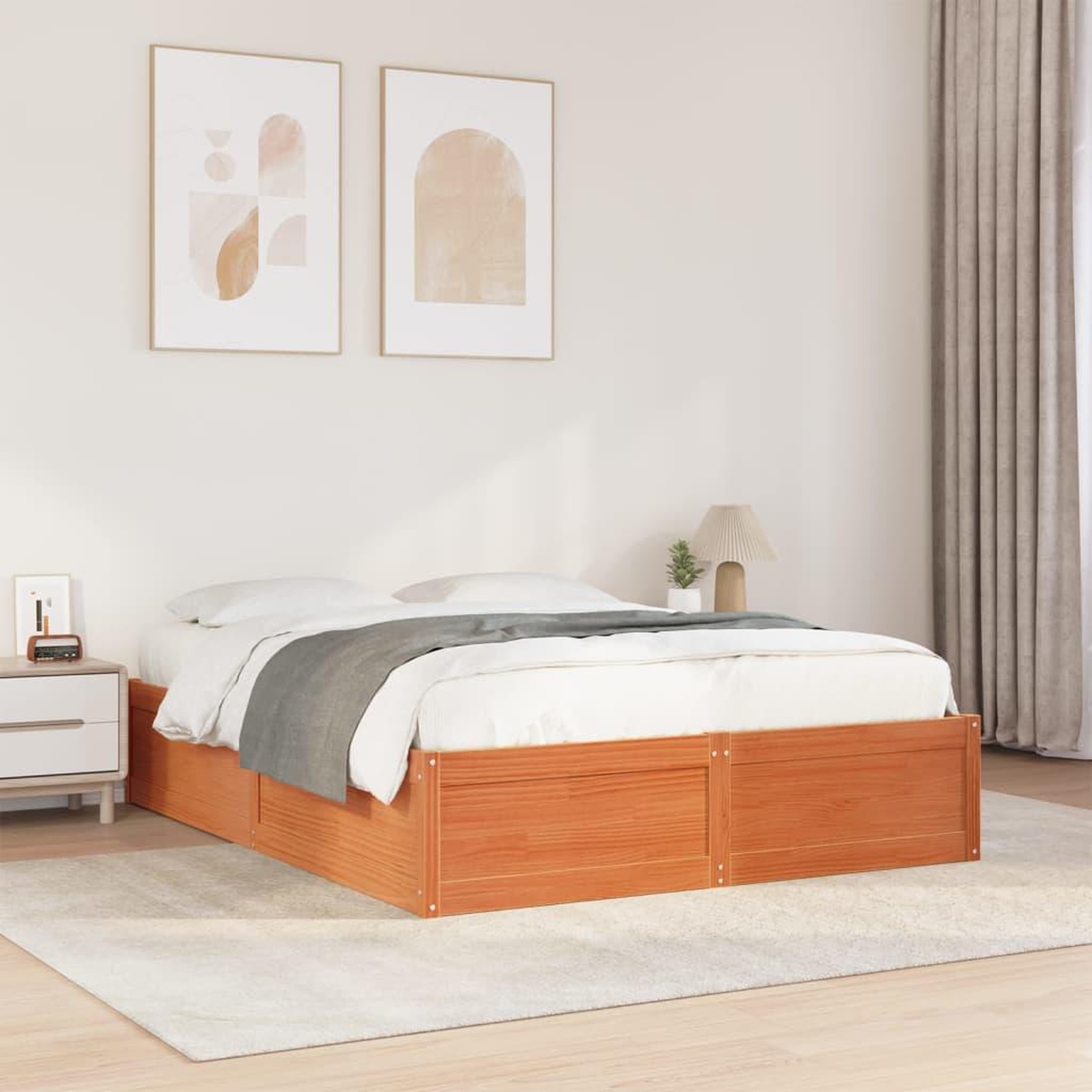 VIDAXL Cadre de lit sans matelas cire marron 150x200cm bois pin massif