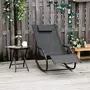 OUTSUNNY Chaise longue à bascule - rocking chair design - tétière, accoudoirs, assise dossier ergonomique - métal époxy textilène noir