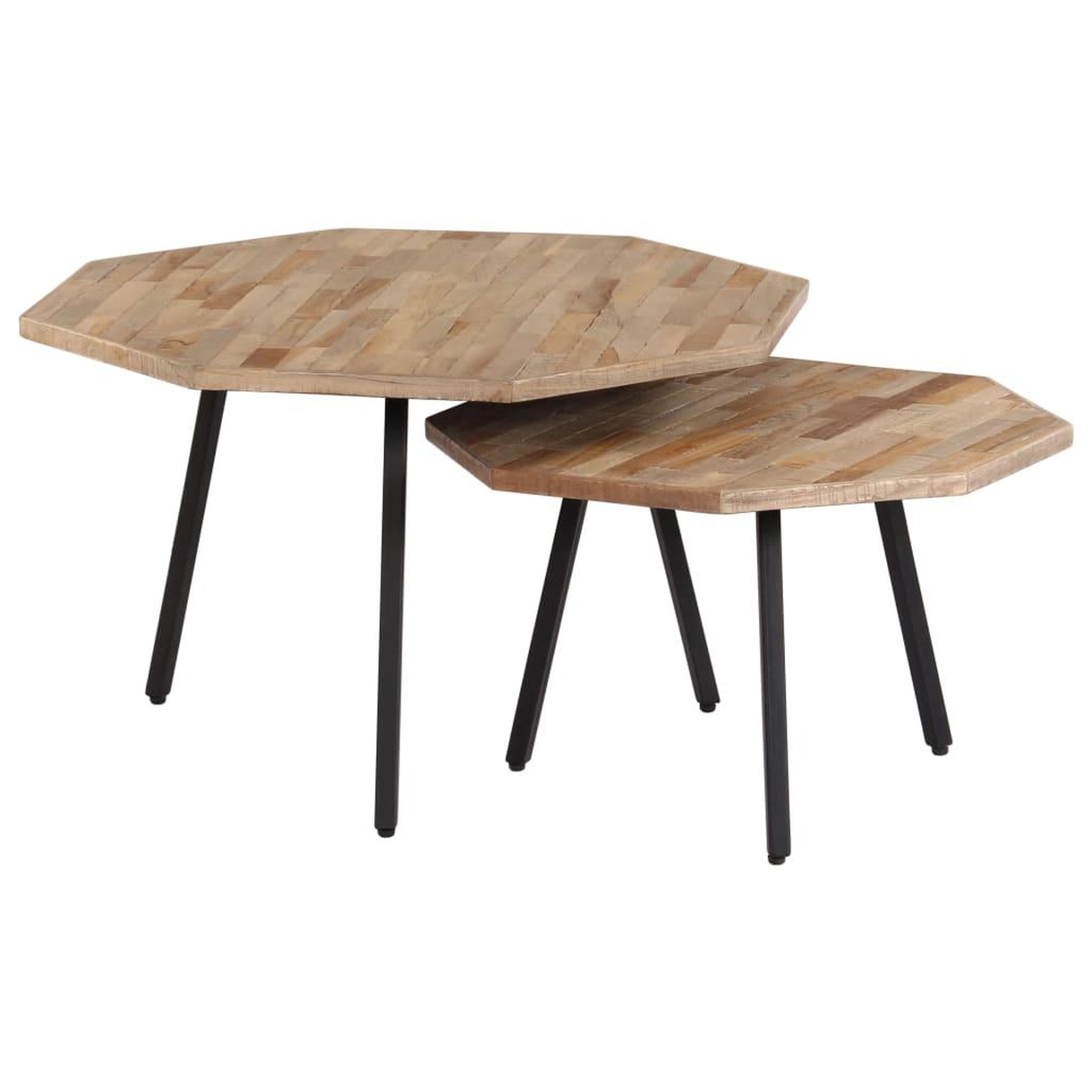 Voir la diapositive 1 : VIDAXL Ensemble de table basse 2 pcs Hexagonal Teck recycle