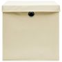 Voir la diapositive 3 : VIDAXL Boîtes de rangement a couvercles 10 pcs Creme 32x32x32 cm Tissu