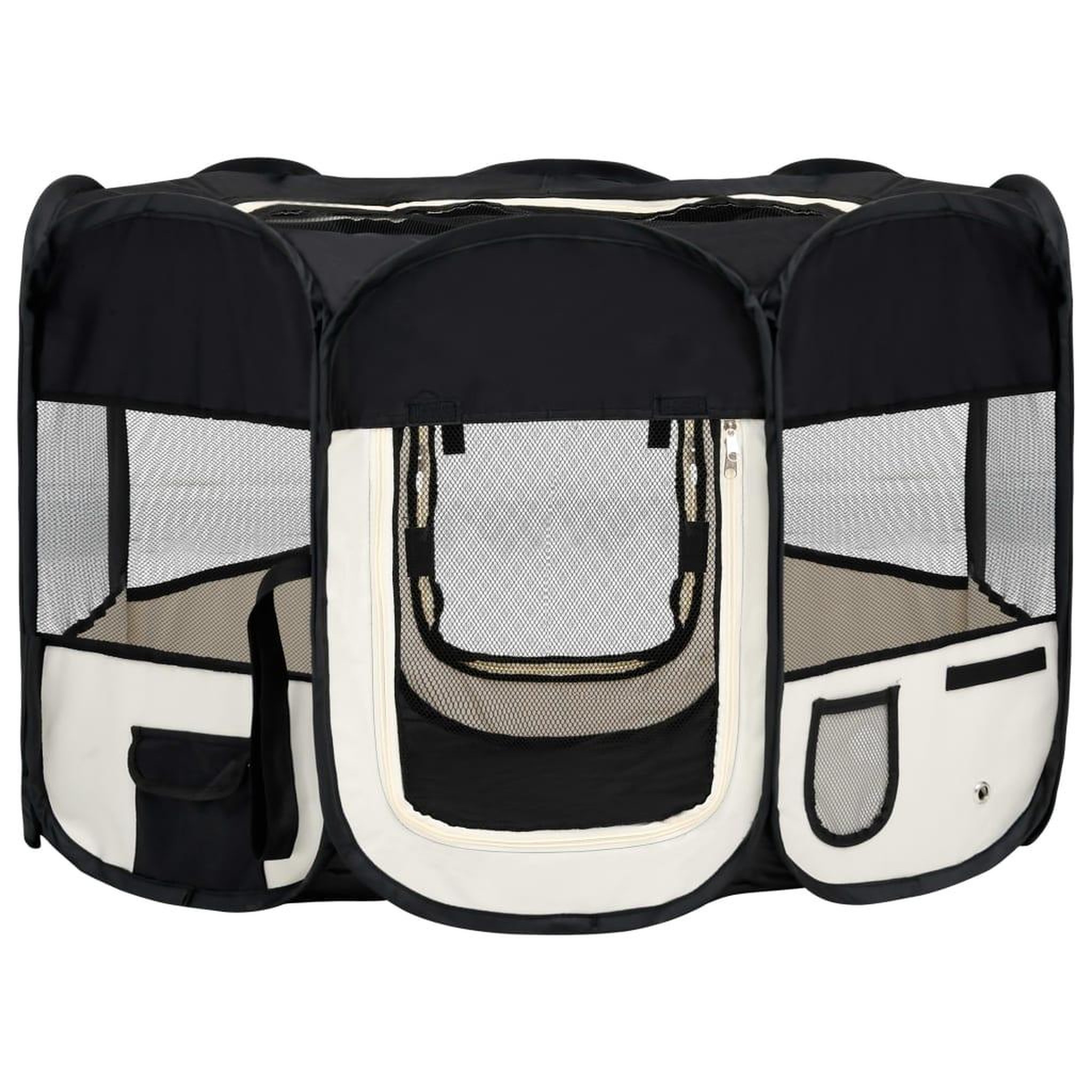 Voir la diapositive 2 : VIDAXL Parc pliable pour chien avec sac de transport Noir 110x110x58cm