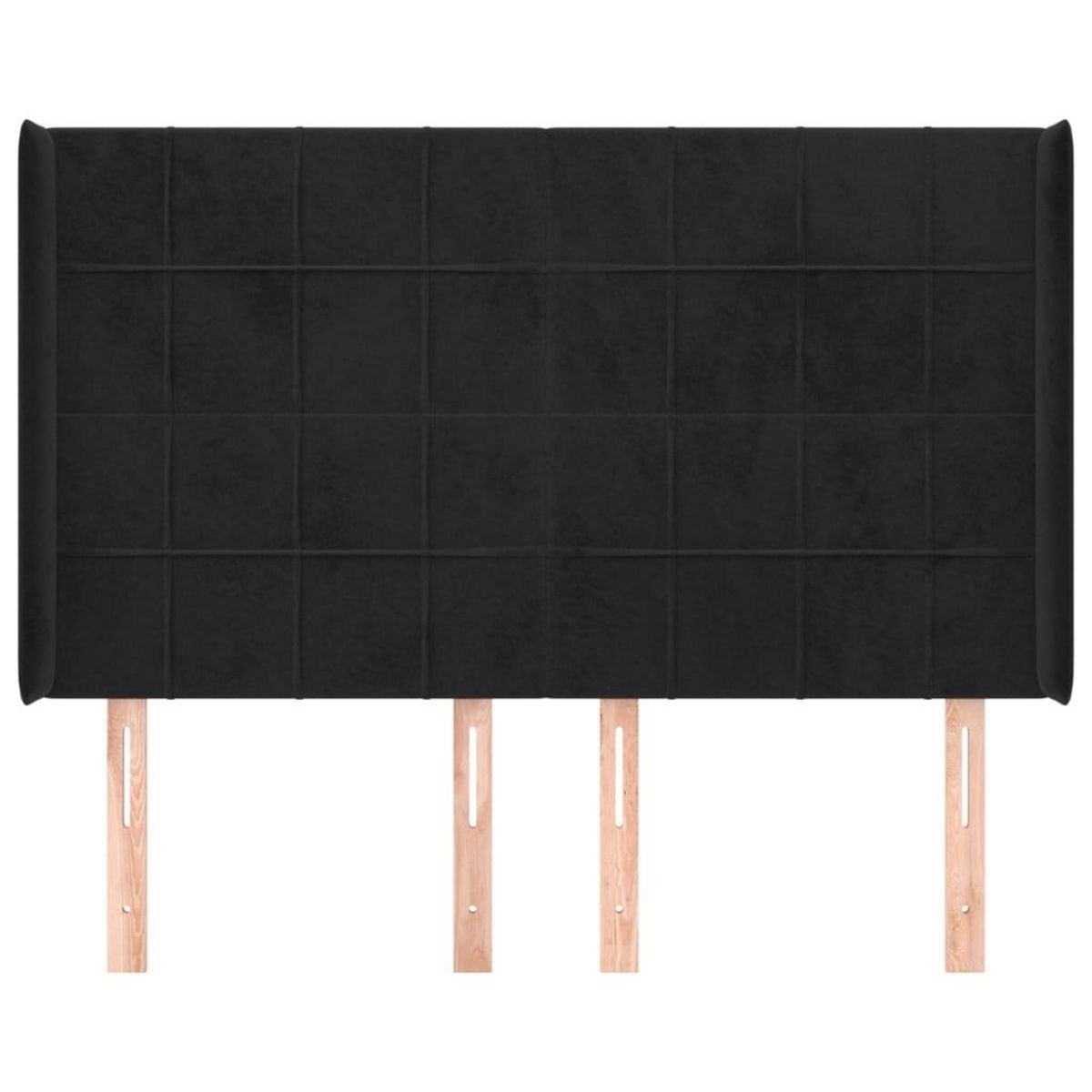 VIDAXL Tete de lit avec oreilles Noir 147x16x118/128 cm Velours