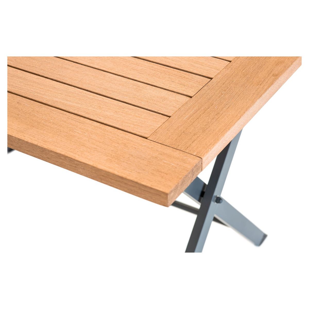 JARDILINE Salon de jardin - 4 places - Teck/Aluminium - Naturel/gris - PORTO RICO