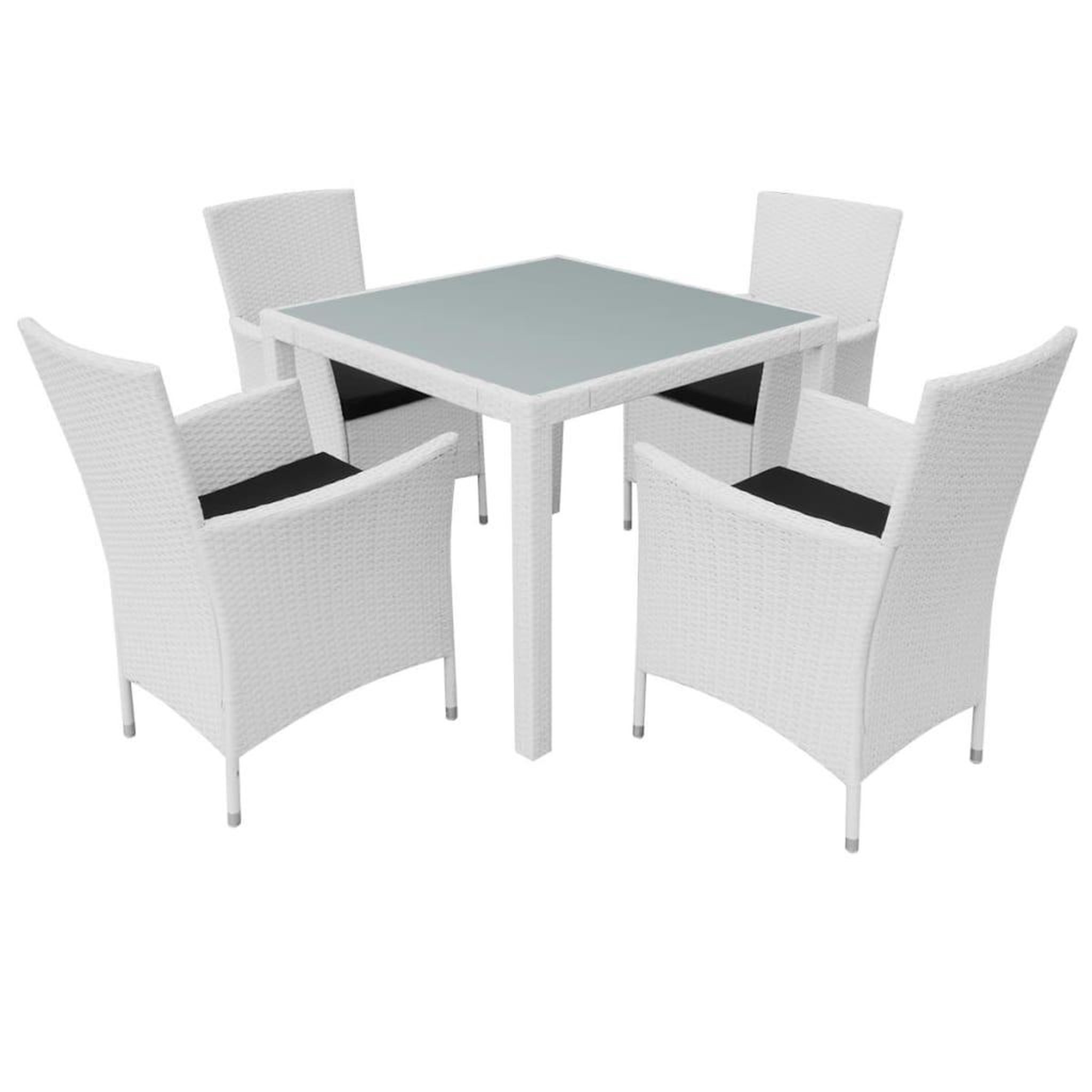 Voir la diapositive 2 : VIDAXL Salon de jardin 5 pcs Resine tressee Blanc-creme