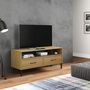 Voir la diapositive 1 : VIDAXL Meuble TV avec pieds en metal Marron Bois de pin massif OSLO