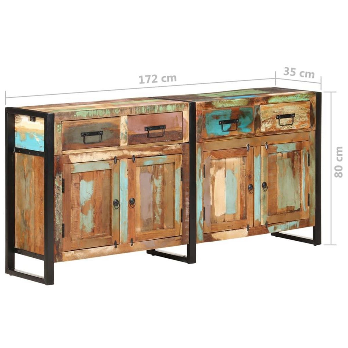 VIDAXL Buffet 172x35x80 cm Bois de recuperation massif