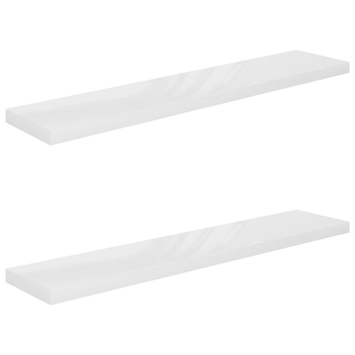 VIDAXL Etagere murale flottante 2pcs Blanc brillant 120x23,5x3,8cm MDF