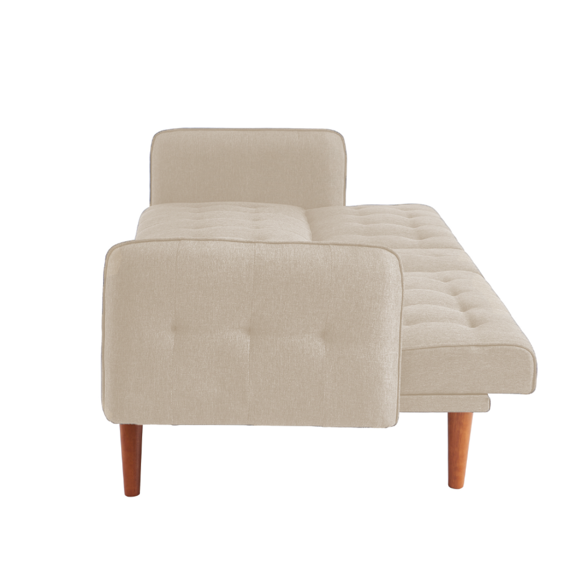 CONCEPT USINE Canapé 3 places convertible avec tablette centrale rabattable beige INVERNESS