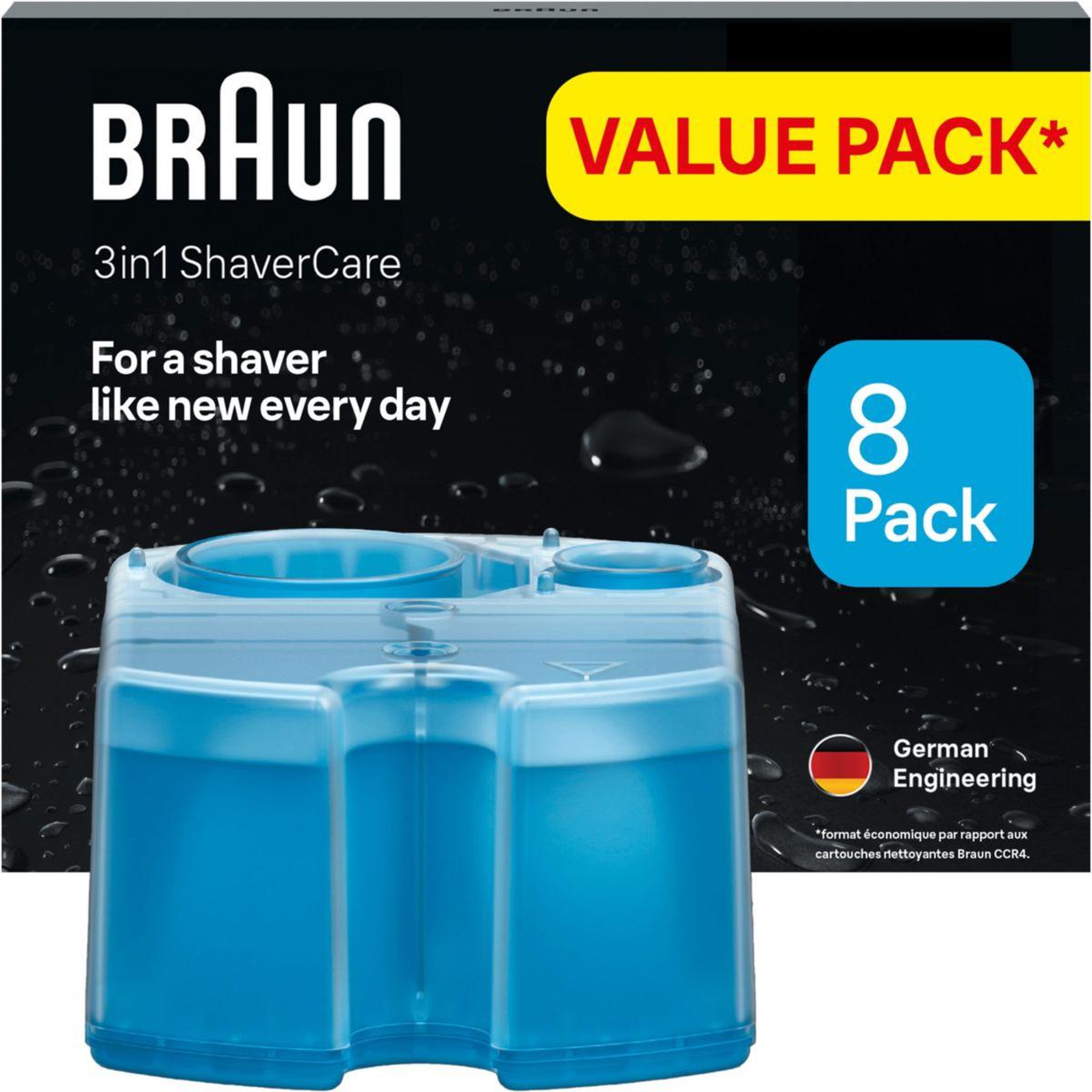 BRAUN Cartouche nettoyante nettoyante shavercare 3-en-1 pour rasoir x8 cartouches