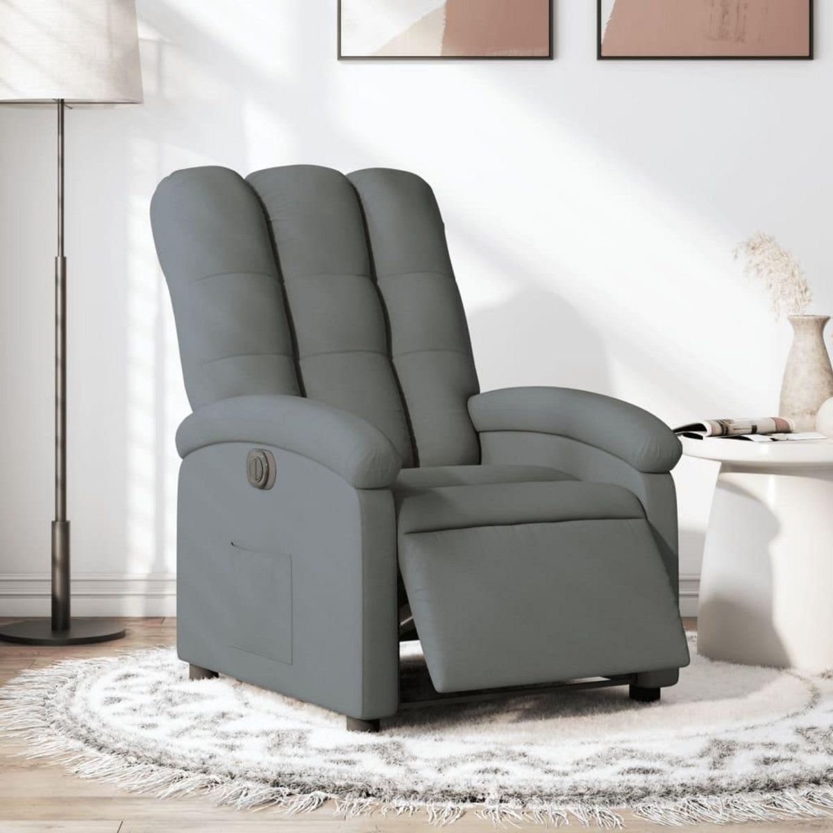 VIDAXL Fauteuil inclinable electrique Gris fonce Tissu
