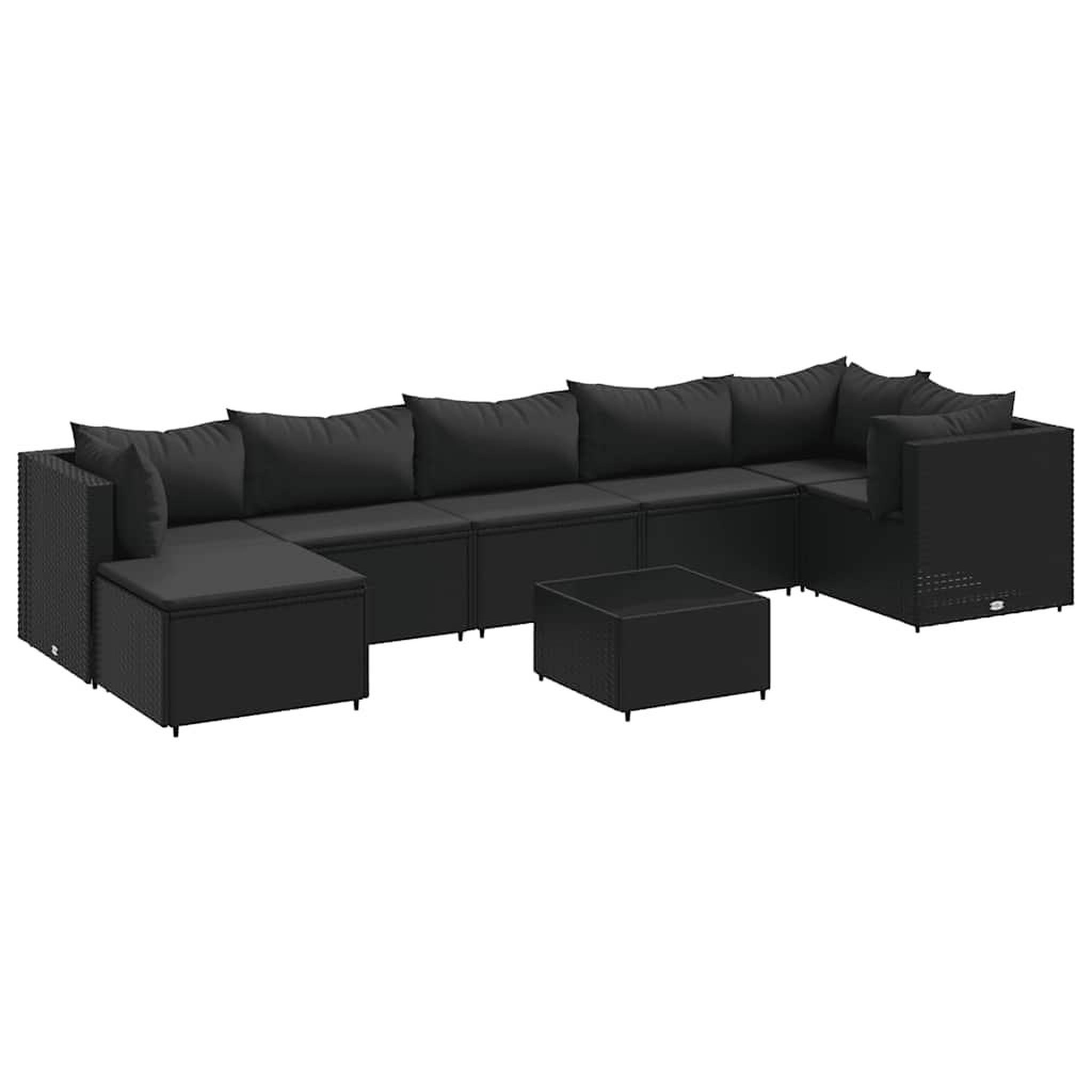 Voir la diapositive 2 : VIDAXL Salon de jardin 8 pcs avec coussins noir resine tressee