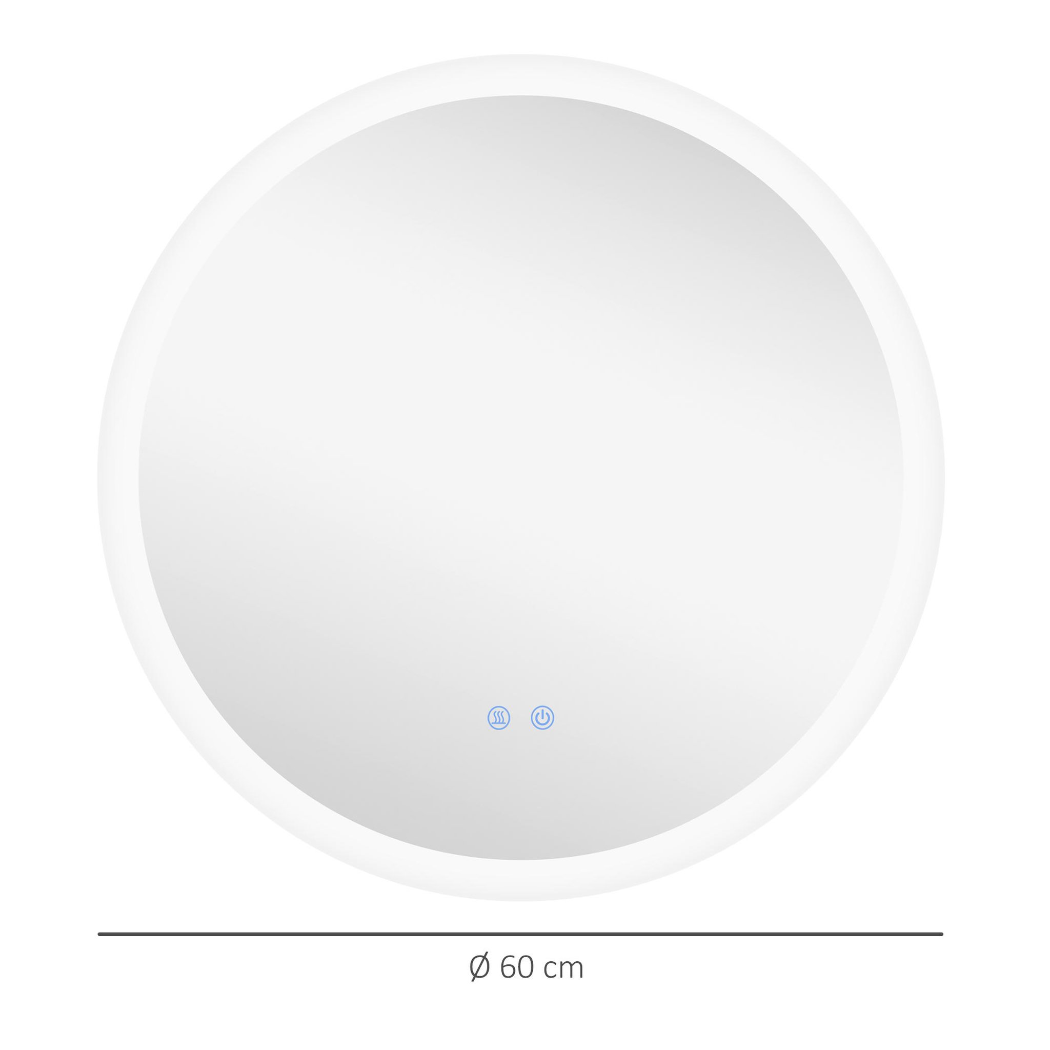 Voir la diapositive 3 : KLEANKIN Miroir rond lumineux led de salle de bain ø 60 cm mural avec éclairage 3 couleurs interrupteur tactile système antibuée 29 w gris