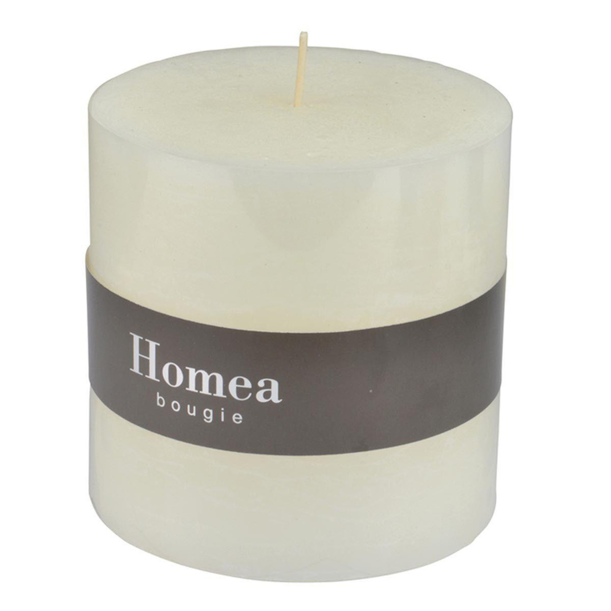 Voir la diapositive 2 : HOMEA Bougie pilier ronde déco  rustique  10cm blanc
