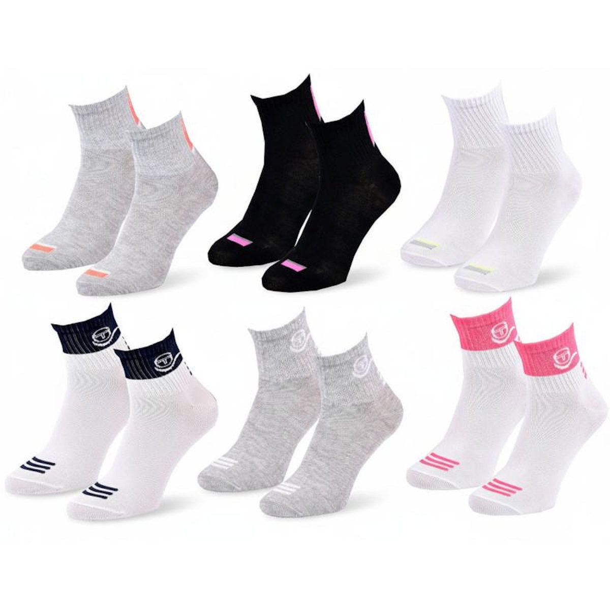 SERGIO TACCHINI Sergio Tacchini Pack Chaussettes courtes Fille Quarter – Lot de 6