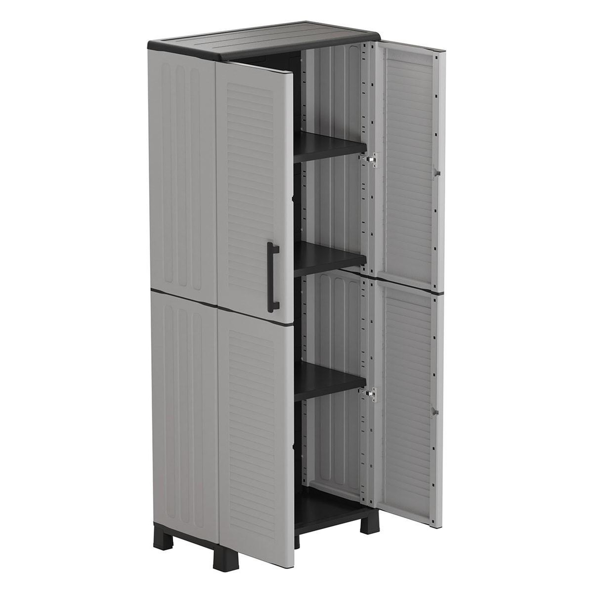 Voir la diapositive 2 : INTEC Armoire de rangement 2 portes 4 etagères grise 68 x 37 x h169 cm 4 pieds intec