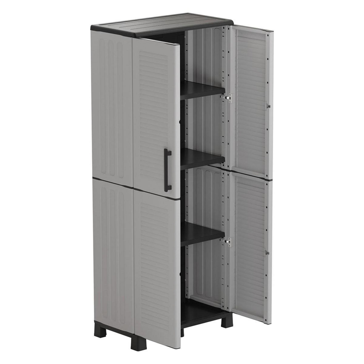 INTEC Armoire de rangement 2 portes 4 Etagères Grise 68 x 37 x H169 cm 4 pieds INTEC