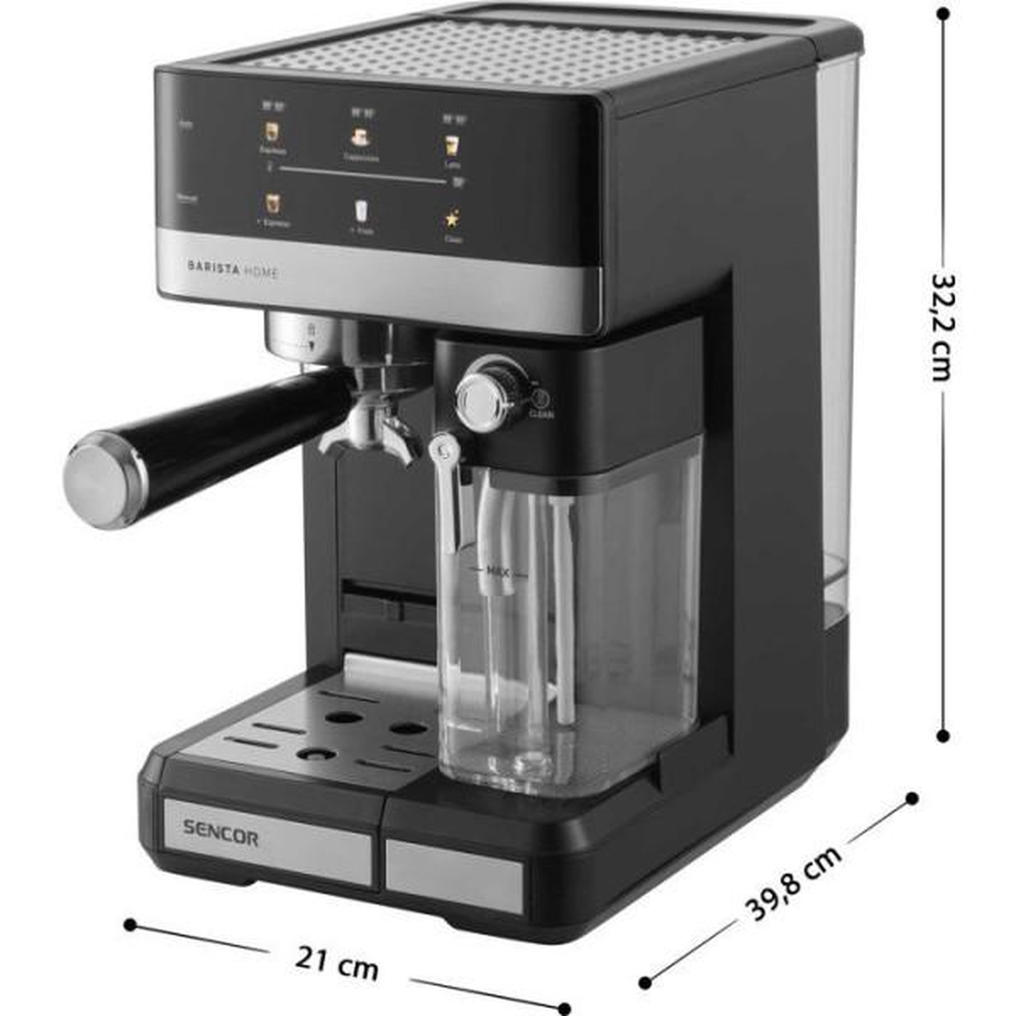 Voir la diapositive 3 : MARKET24 Machine a Cafe  a expresso Sencor SES 4060BK - Cappuccino et latte automatiques - Réservoir lait 500 ml - 20 bars - Noire