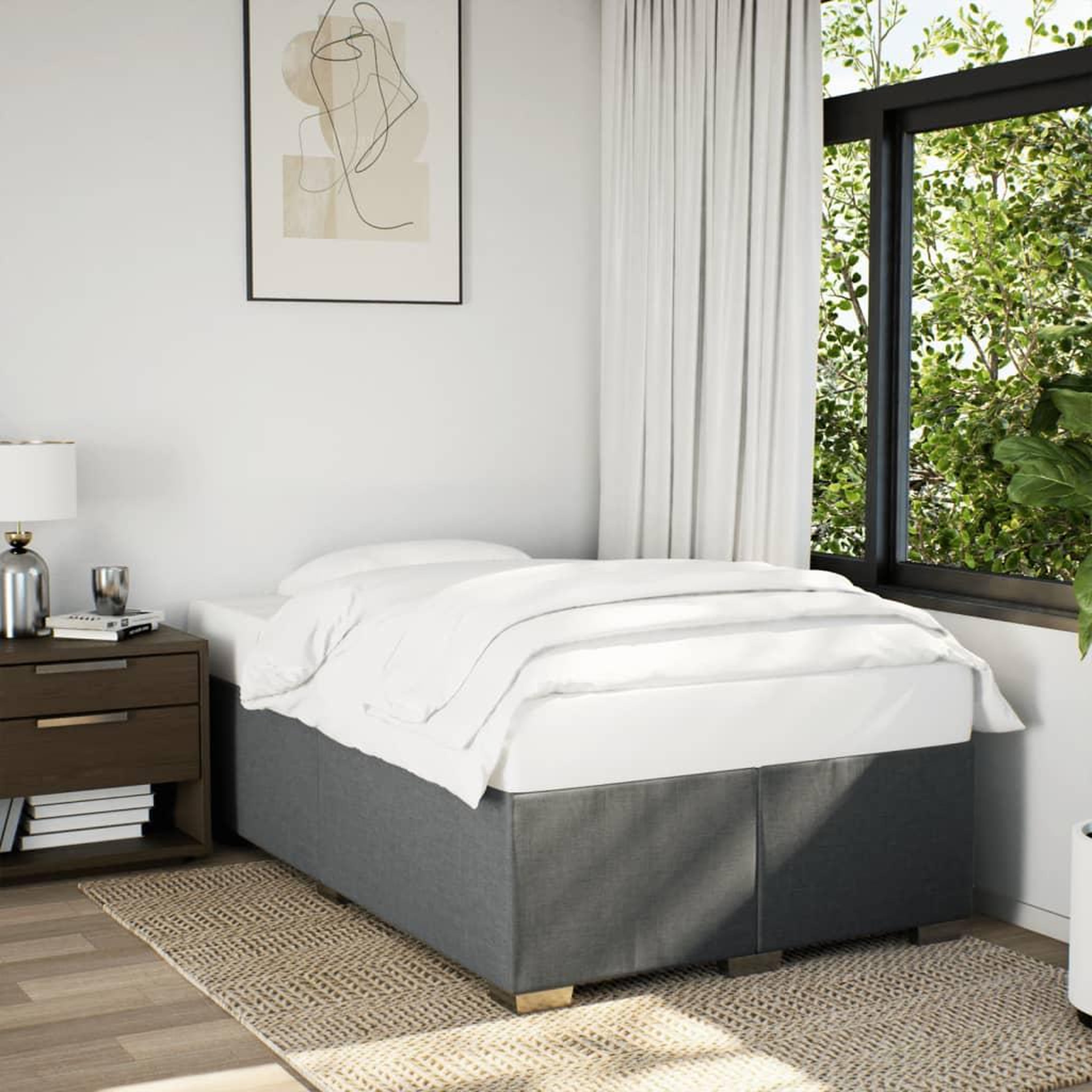 VIDAXL Cadre de lit sans matelas gris fonce 120x190 cm tissu