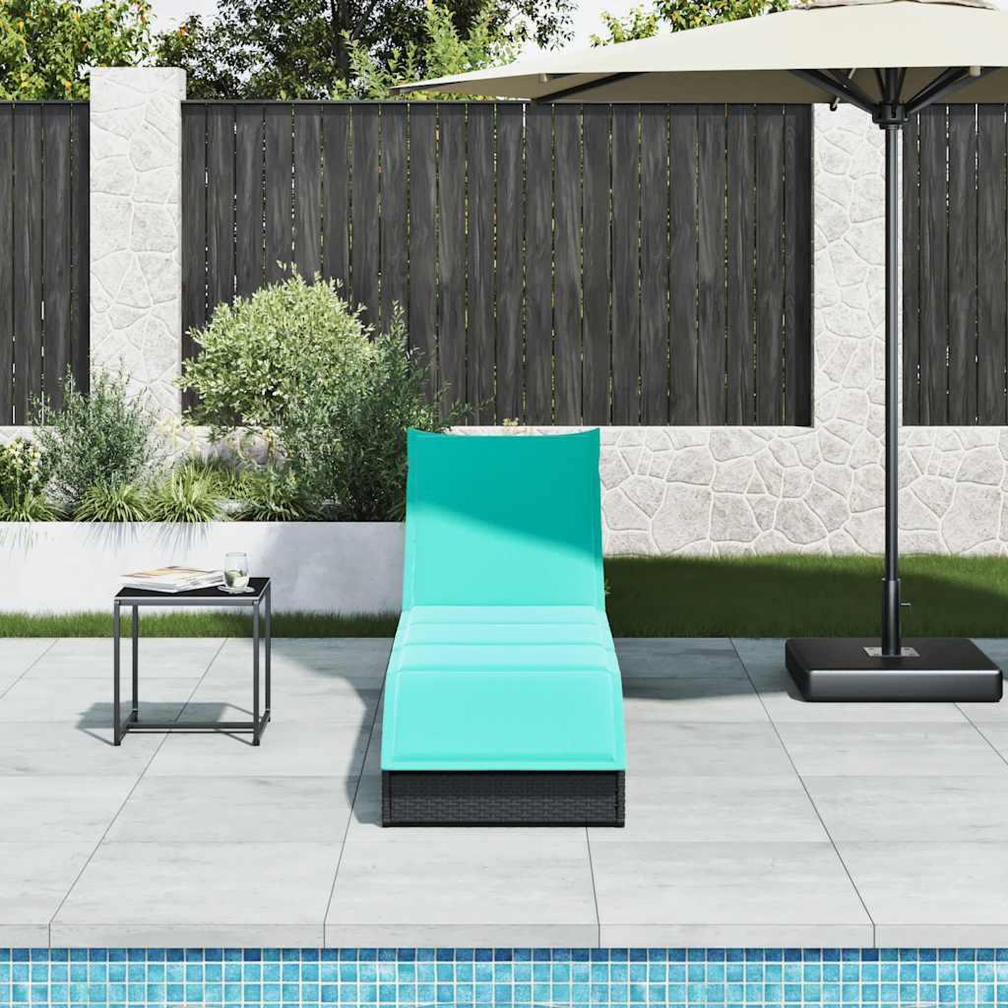 Voir la diapositive 3 : VIDAXL Chaise longue pliante coussin et rangement noir resine tressee