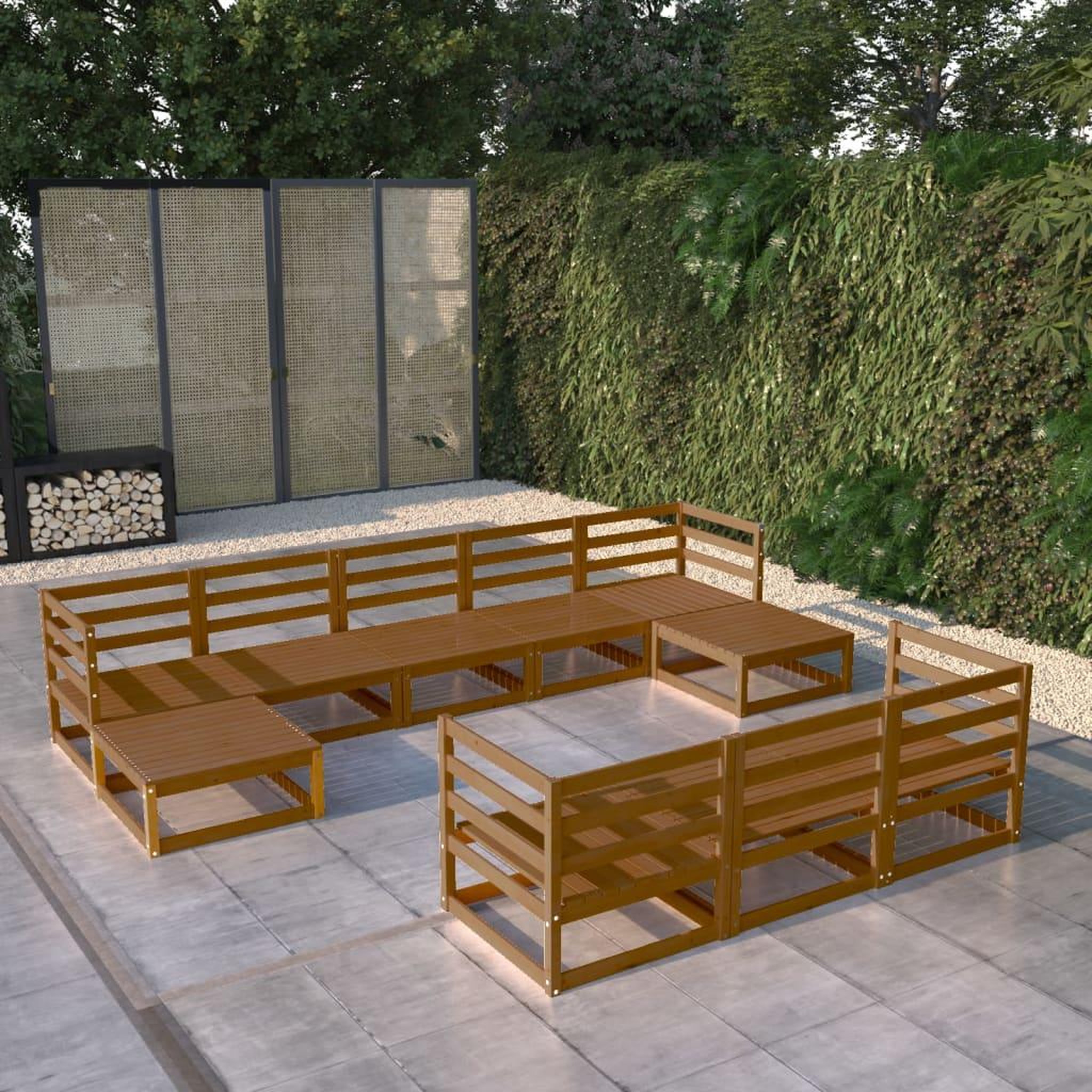 Voir la diapositive 1 : VIDAXL Salon de jardin 10 pcs bois de pin massif