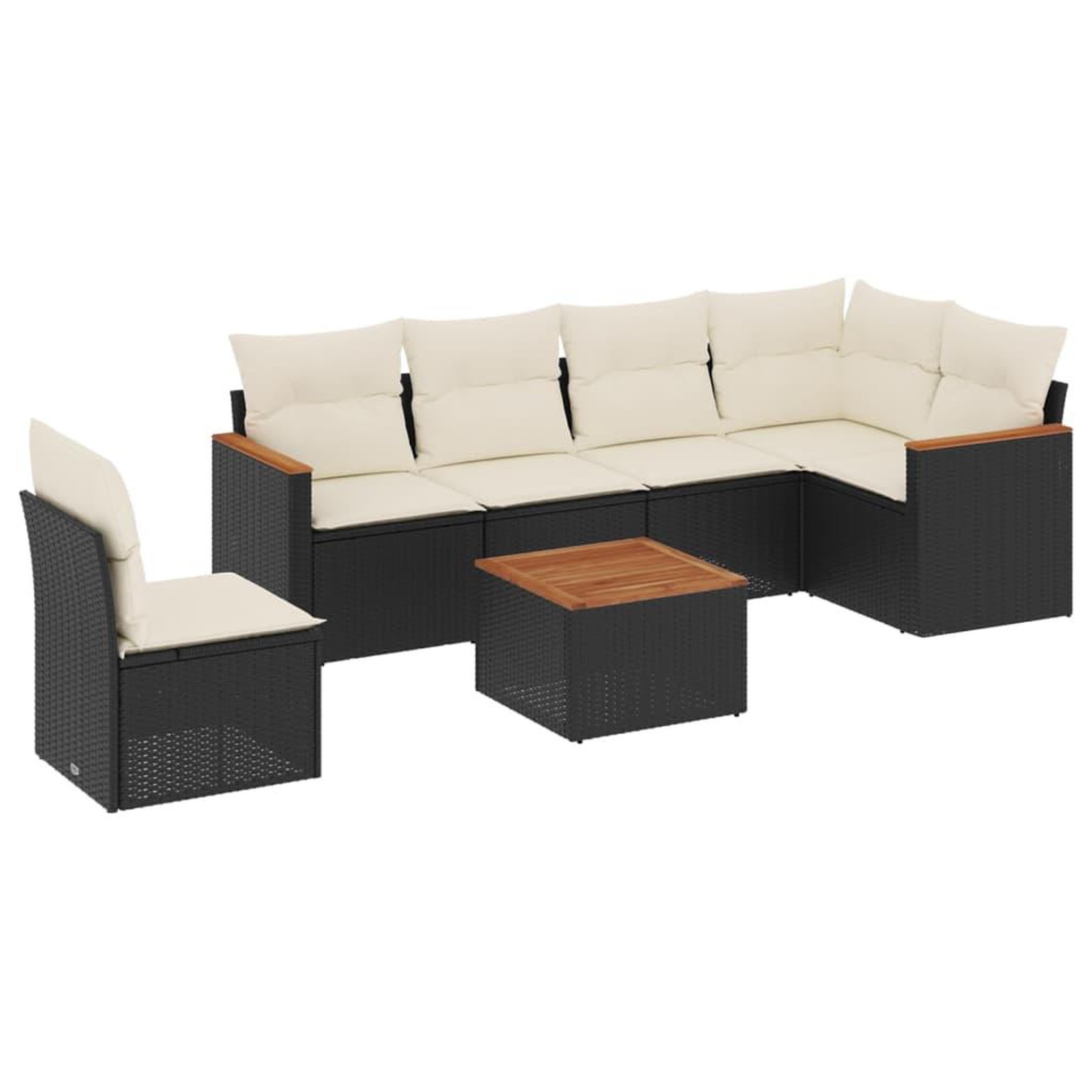 Voir la diapositive 2 : VIDAXL Salon de jardin 7 pcs avec coussins noir resine tressee