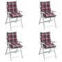 Voir la diapositive 4 : VIDAXL Coussins de chaise a dossier bas lot de 4 motif carreaux rouge