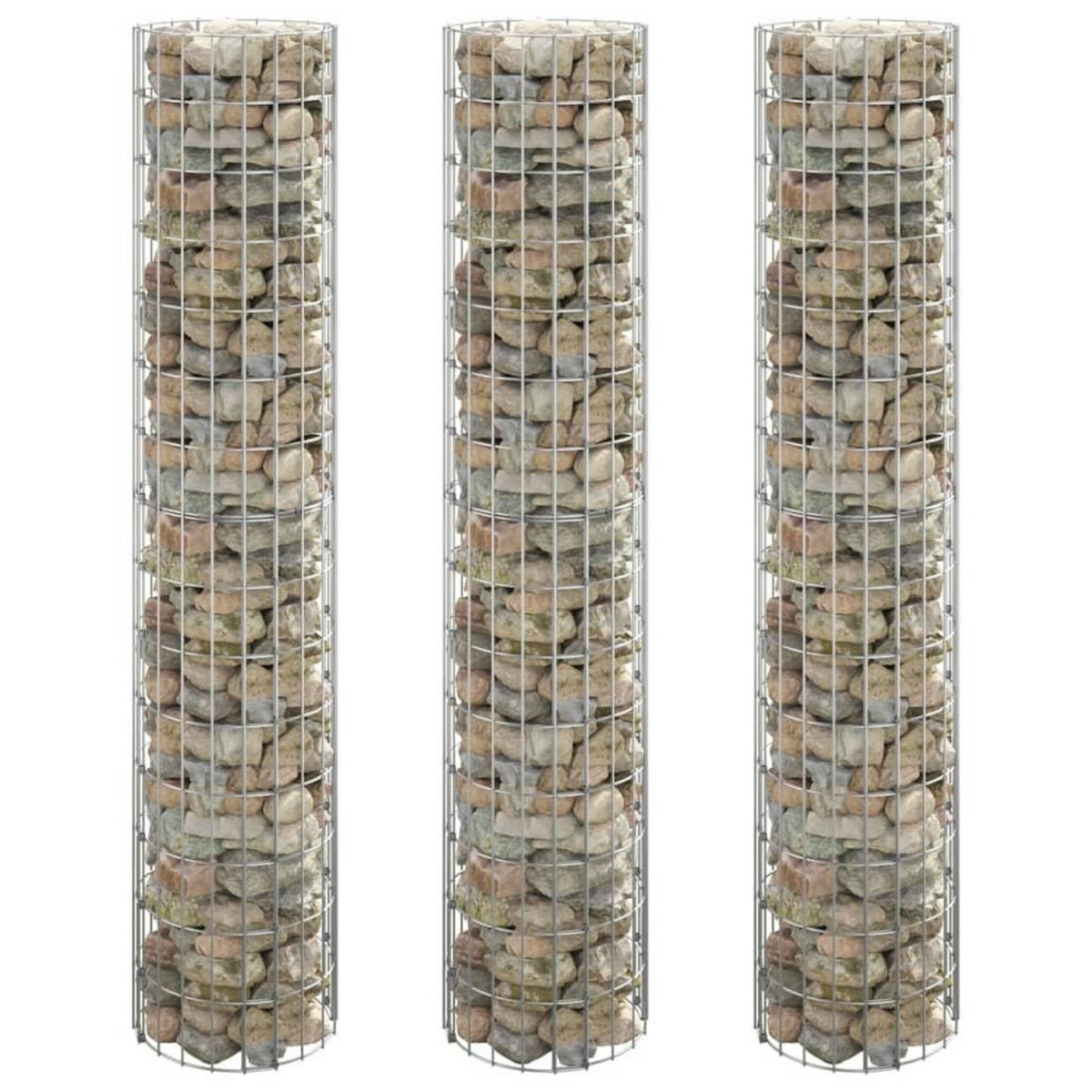 VIDAXL Lit sureleve a gabion circulaire 3pcs Acier galvanise Ø30x150cm