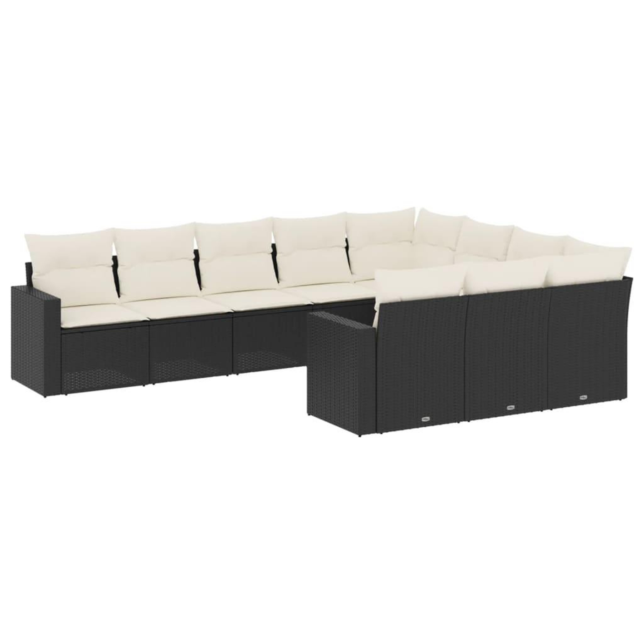 Voir la diapositive 2 : VIDAXL Salon de jardin 10 pcs avec coussins noir resine tressee