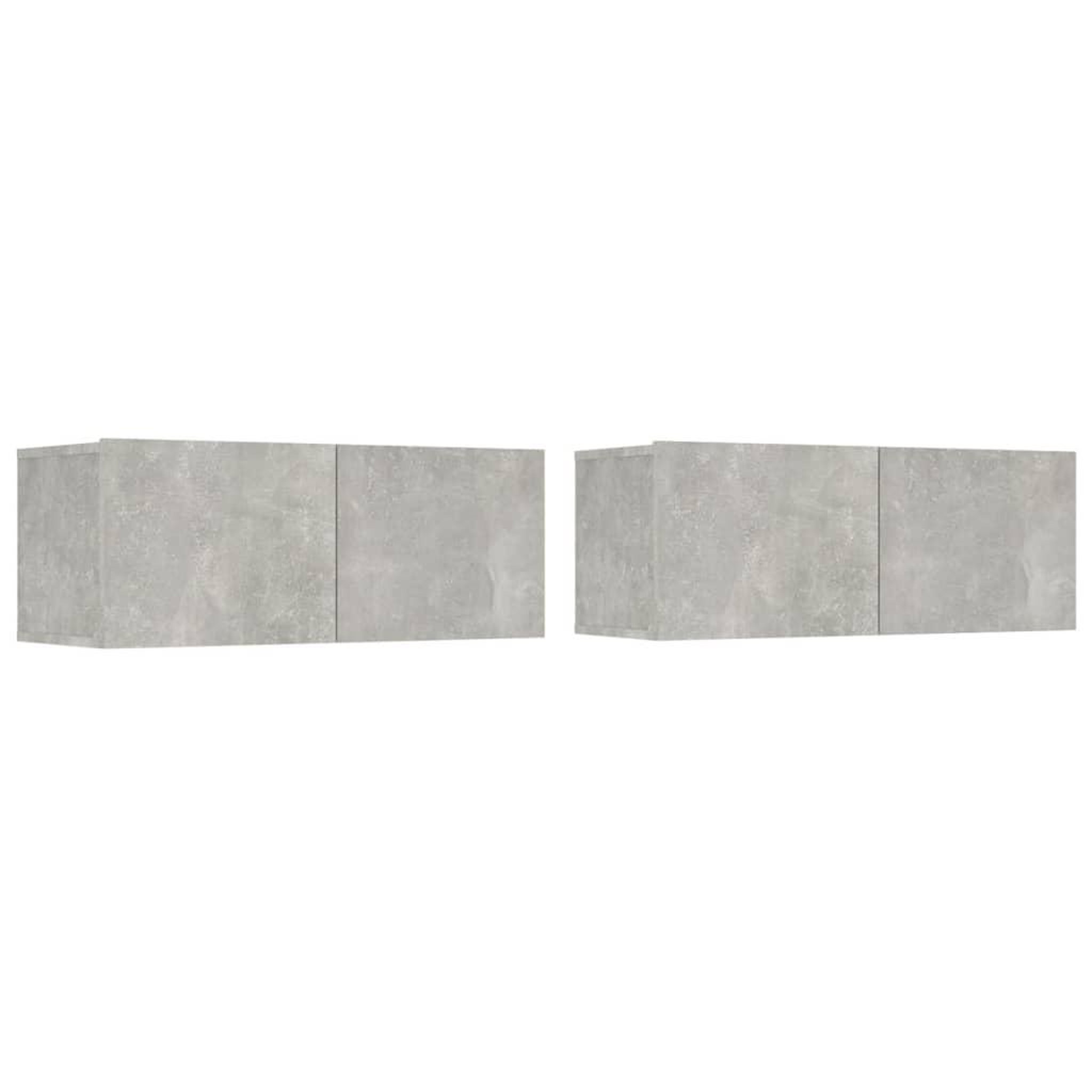 Voir la diapositive 2 : VIDAXL Meubles TV 2 pcs gris beton 80x30x30 cm bois d'ingenierie