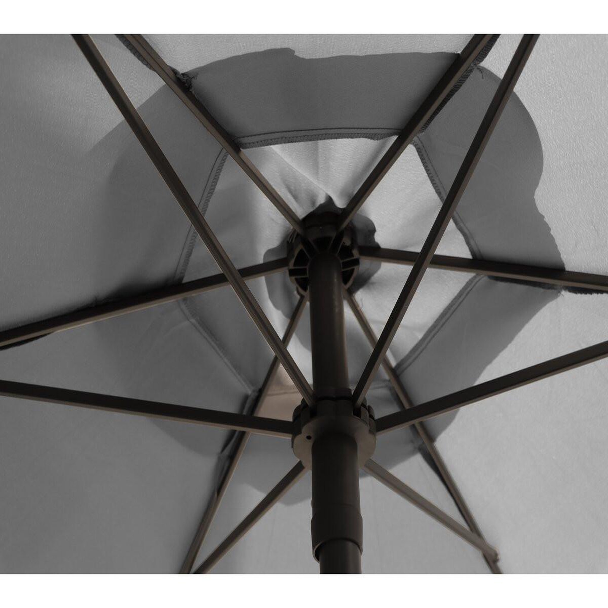 Voir la diapositive 4 : Habitat et Jardin Table et chaises de jardin avec parasol en métal  convivia  - 4 places - gris clair