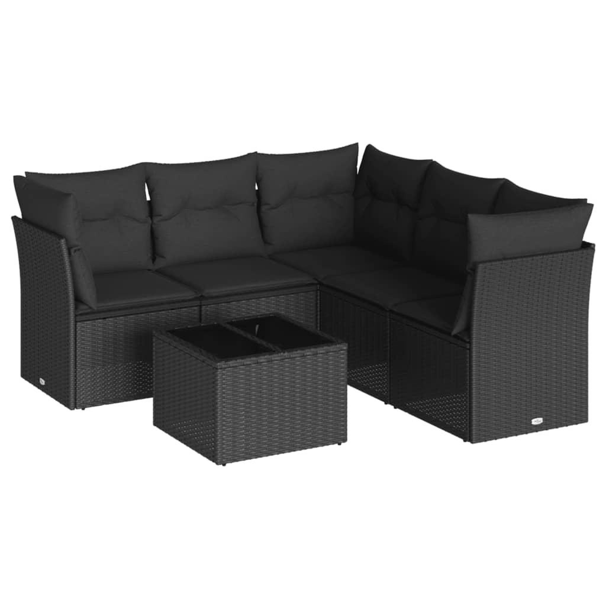 Voir la diapositive 2 : VIDAXL Salon de jardin 6 pcs avec coussins noir resine tressee