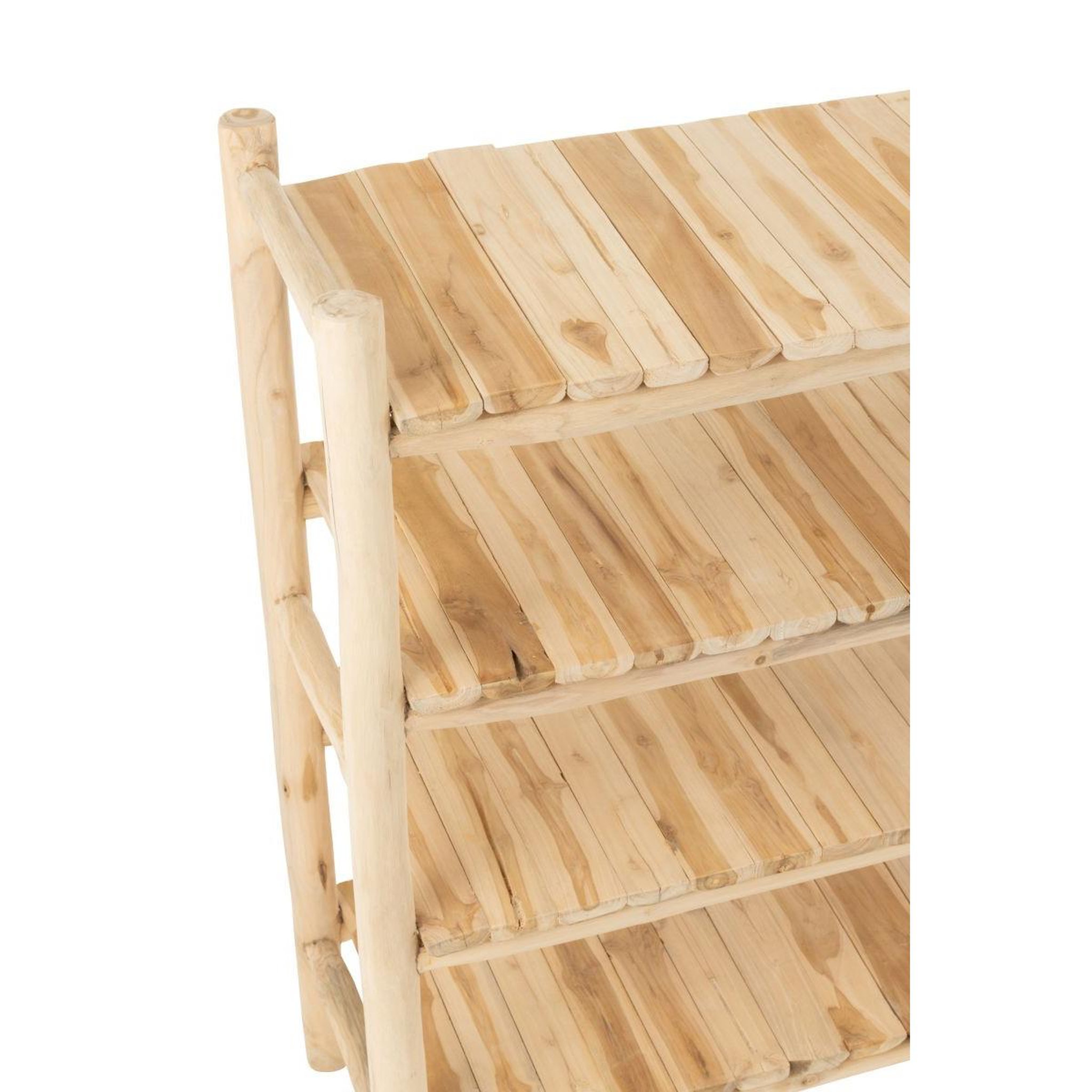 Voir la diapositive 4 : J-LINE Étagère 4 niveaux en teck  latonya  140cm naturel